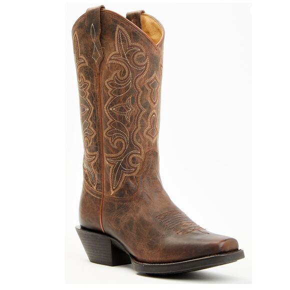Shyanne Women's Jesse Performance Western Boots Brown Leather 7 NWT Square Toe - Picture 1 of 16